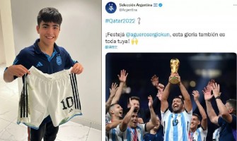 Aguero skrev på Internet att han bar en trestjärnig Argentina-tröja