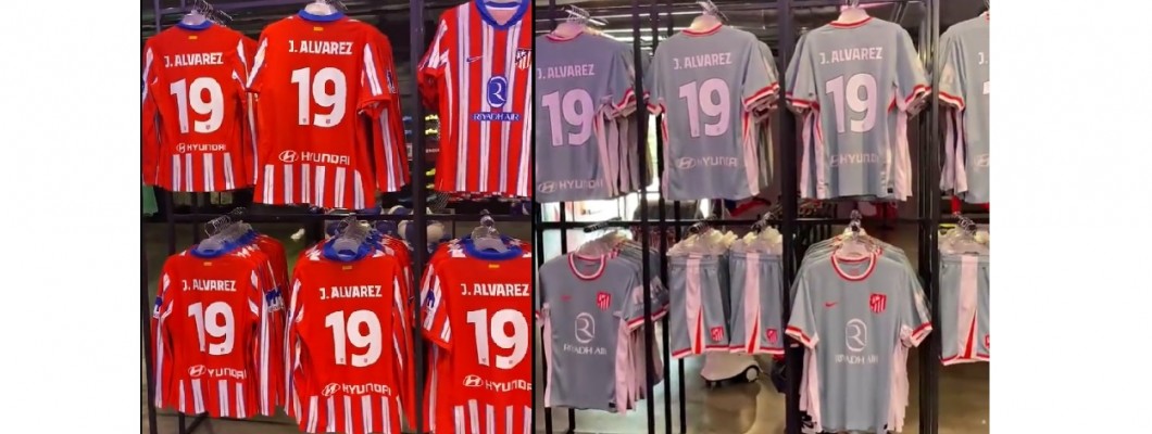 Alvarez-tröjor är fulla i Atletico Madrids officiella butik