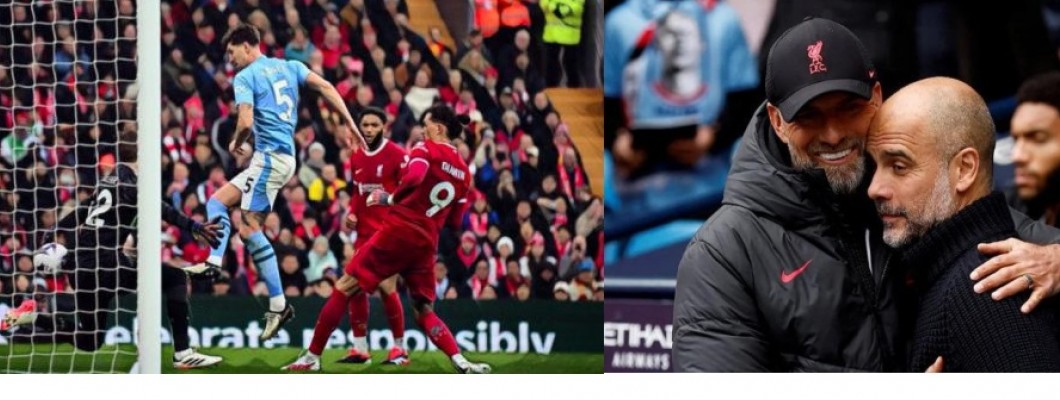 Klopp och Guardiola kramas, vilket får folk att sucka