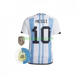 Fotbollströja Argentina Messi 10 3 Stars Män Hemmaställ World Cup 2022 Kort ärm