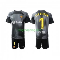 Fotbollströja FC Barcelona Ter Stegen 1 Målvakt Barn Bortaställ 2022-2023 Kort ärm
