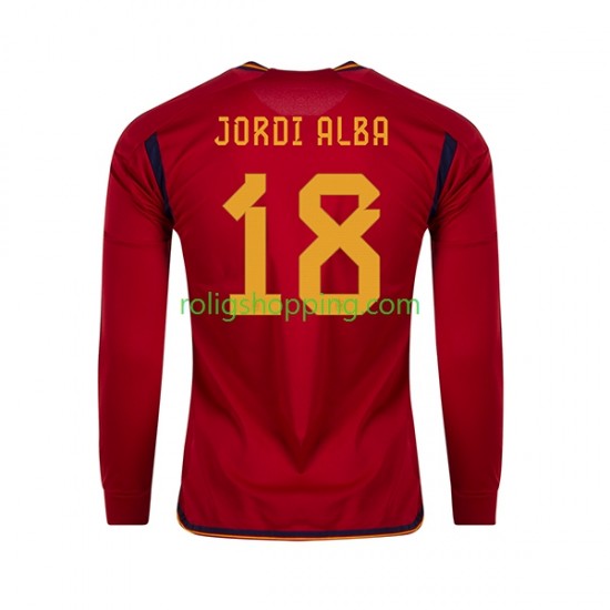 Fotbollströja Spanien JORDI ALBA 18 Män Hemmaställ World Cup 2022 Lång ärm