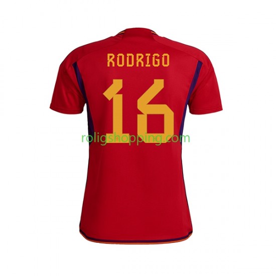 Fotbollströja Spanien RODRIGO 16 Män Hemmaställ World Cup 2022 Kort ärm