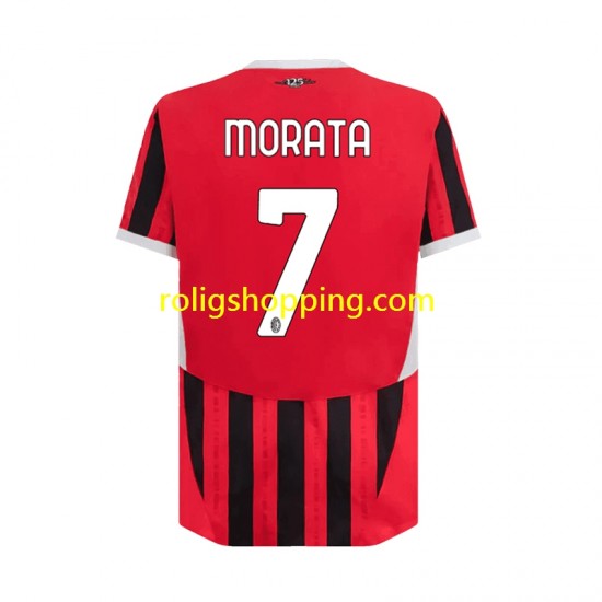 Fotbollströja AC Milan Alvaro Morata 7 Män Hemmaställ 2024-2025 Kort ärm