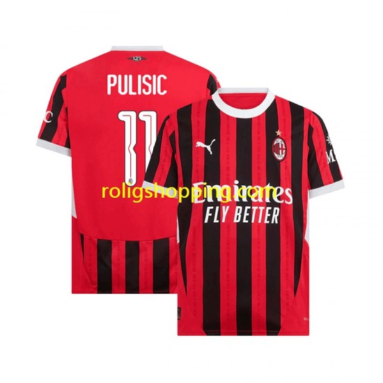 Fotbollströja AC Milan UCL Font PULISIC 11 Män Hemmaställ 2024-2025 Kort ärm