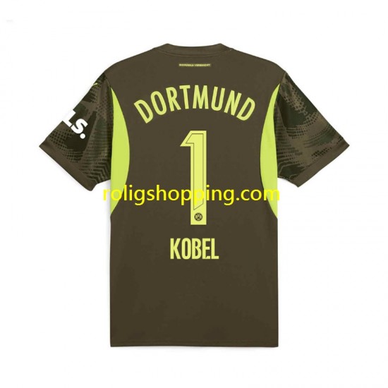 Fotbollströja Borussia Dortmund Gregor Kobel 1 Målvakt Män Bortaställ 2024-2025 Kort ärm