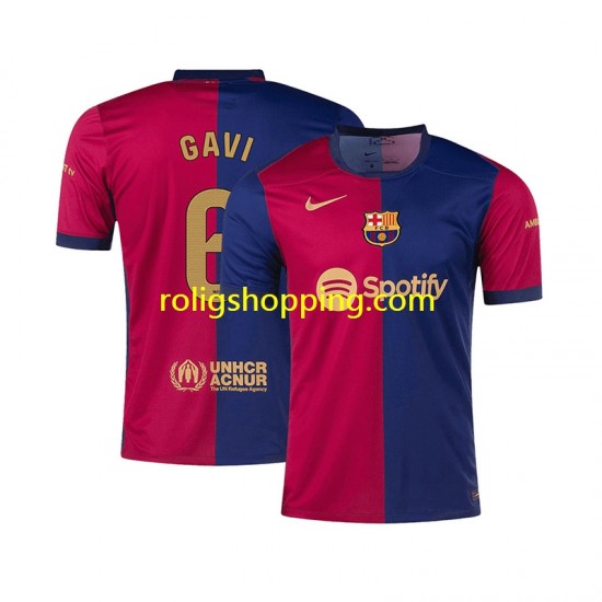 Fotbollströja FC Barcelona GAVI 6 Män Hemmaställ 2024-2025 Kort ärm