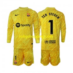Fotbollströja FC Barcelona Ter Stegen 1 Målvakt Barn Bortaställ 2024-2025 Lång ärm