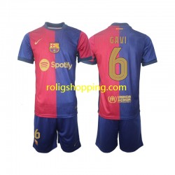Fotbollströja FC Barcelona UCL Font Gavi 6 Barn Hemmaställ 2024-2025 Kort ärm