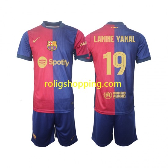 Fotbollströja FC Barcelona UCL Font Lamine Yamal 19 Barn Hemmaställ 2024-2025 Kort ärm
