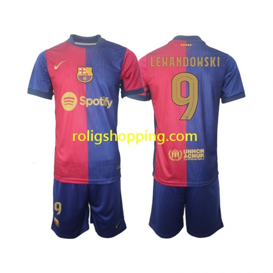 Fotbollströja FC Barcelona UCL Font Robert Lewandowski 9 Barn Hemmaställ 2024-2025 Kort ärm