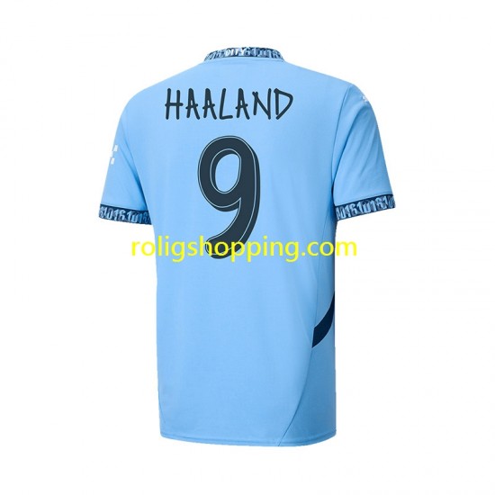 Fotbollströja Manchester City UCL Font Haaland 9 Män Hemmaställ 2024-2025 Kort ärm