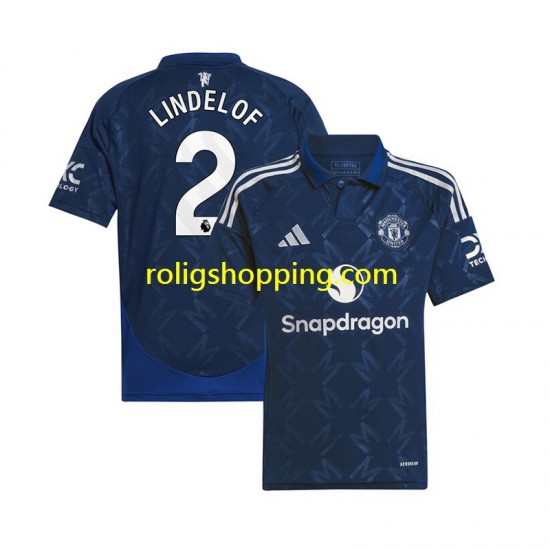 Fotbollströja Manchester United Victor Lindelof 2 Män Bortaställ 2024-2025 Kort ärm