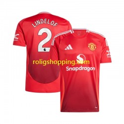 Fotbollströja Manchester United Victor Lindelof 2 Män Hemmaställ 2024-2025 Kort ärm