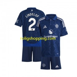 Fotbollströja Manchester United Victor Lindelof 2 Barn Bortaställ 2024-2025 Kort ärm