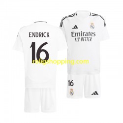 Fotbollströja Real Madrid ENDRICK 16 Barn Hemmaställ 2024-2025 Kort ärm