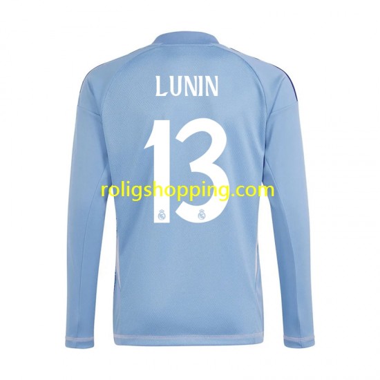 Fotbollströja Real Madrid Andriy Lunin 13 Målvakt Män Hemmaställ 2024-2025 Lång ärm