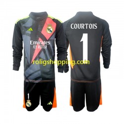 Fotbollströja Real Madrid Thibaut Courtois 1 Målvakt Barn Bortaställ 2024-2025 Lång ärm