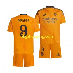 Fotbollströja Real Madrid Kylian Mbappé 9 Barn Bortaställ 2024-2025 Kort ärm