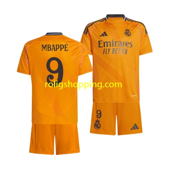 Fotbollströja Real Madrid Kylian Mbappé 9 Barn Bortaställ 2024-2025 Kort ärm
