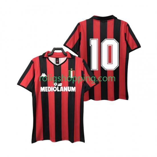 Fotbollströja AC Milan 10 1988 1989 Retro Män Hemmaställ Kort ärm