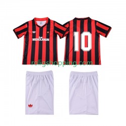 Fotbollströja AC Milan 10 1990 1991 Retro Barn Hemmaställ Kort ärm