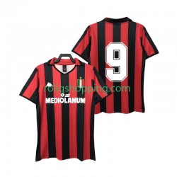 Fotbollströja AC Milan 9 1988 1989 Retro Män Hemmaställ Kort ärm
