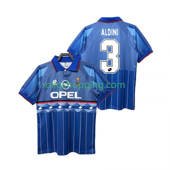 Fotbollströja AC Milan ALDINI 3 1995 1996 Retro Män Bortaställ Kort ärm
