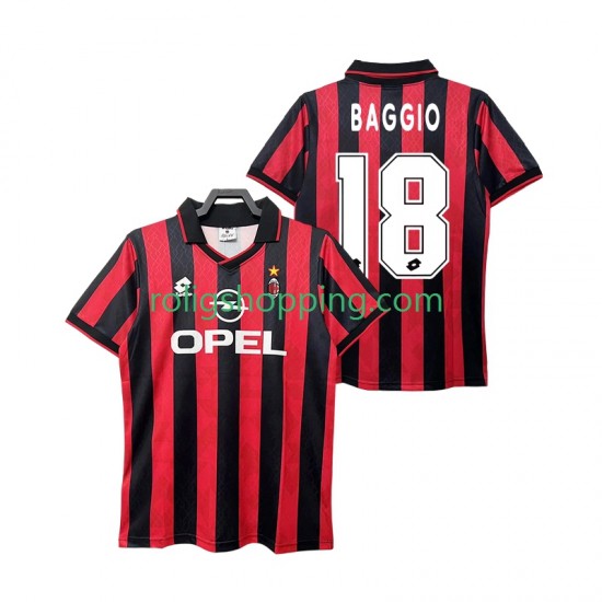 Fotbollströja AC Milan BAGGIO 18 1995 1996 Retro Män Hemmaställ Kort ärm