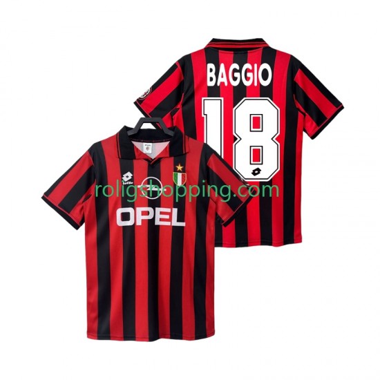 Fotbollströja AC Milan BAGGIO 18 1996 1997 Retro Män Hemmaställ Kort ärm