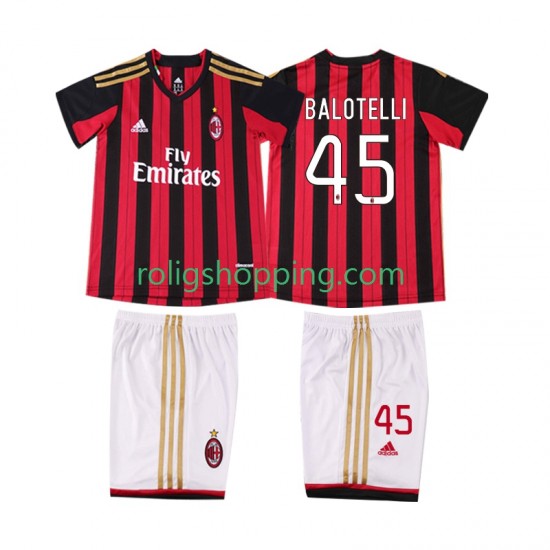Fotbollströja AC Milan BALOTELL 45 2013 2014 Retro Barn Hemmaställ Kort ärm