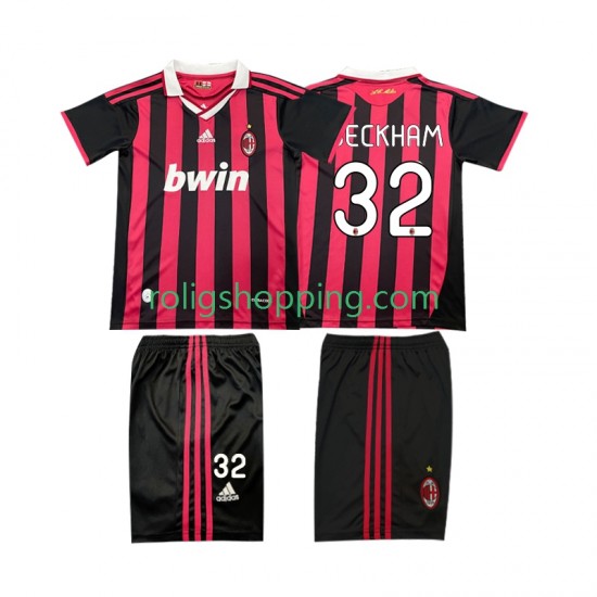 Fotbollströja AC Milan BECKHAM 32 2009 Retro Barn Hemmaställ 2010 Kort ärm