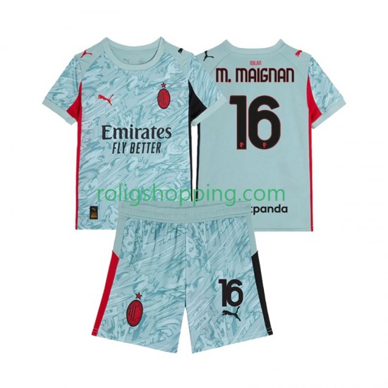 Fotbollströja AC Milan Mike Maignan 16 Målvakt Barn Hemmaställ 2025-2026 Kort ärm