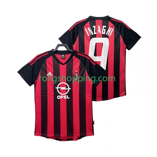 Fotbollströja AC Milan INZAGHI 9 2002 2003 Retro Män Hemmaställ Kort ärm