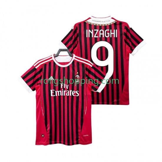 Fotbollströja AC Milan INZAGHI 9 2012 Retro Män Hemmaställ 2011 Kort ärm