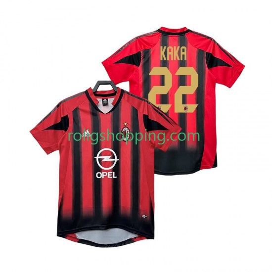 Fotbollströja AC Milan KAKA 22 2005 Retro Män Hemmaställ 2004 Kort ärm