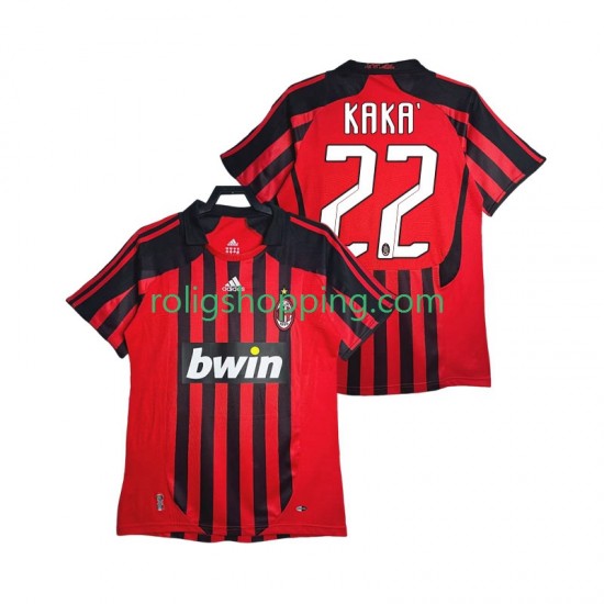 Fotbollströja AC Milan KAKA 22 2007 Retro Män Hemmaställ 2008 Kort ärm