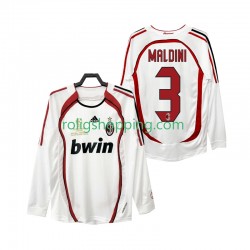 Fotbollströja AC Milan MALDINI 3 2007 Retro Män Bortaställ 2006 Lång ärm