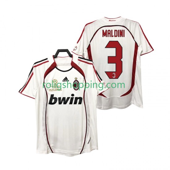 Fotbollströja AC Milan MALDINI 3 2007 Retro Män Bortaställ 2006 Kort ärm