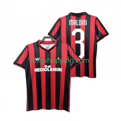 Fotbollströja AC Milan MALDINI 3 1990 1991 Retro Män Hemmaställ Kort ärm
