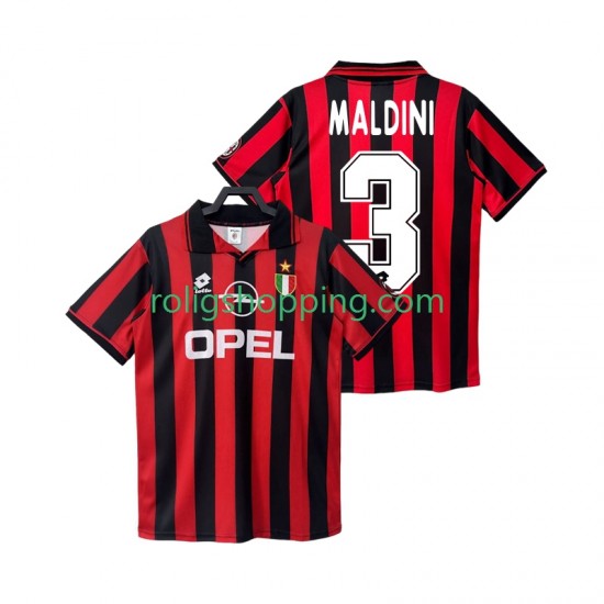Fotbollströja AC Milan MALDINI 3 1996 1997 Retro Män Hemmaställ Kort ärm