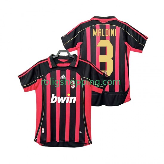 Fotbollströja AC Milan MALDINI 3 2007 Retro Män Hemmaställ 2006 Kort ärm