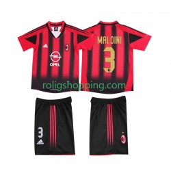 Fotbollströja AC Milan MALDINI 3 2005 Retro Barn Hemmaställ 2004 Kort ärm