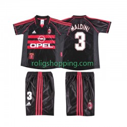 Fotbollströja AC Milan MALDINI 3 1998 Retro Barn Tredjeställ 1999 Kort ärm