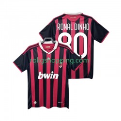 Fotbollströja AC Milan RONALDINHO 80 2009 Retro Män Hemmaställ 2010 Kort ärm