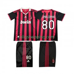 Fotbollströja AC Milan RONALDINHO 80 2009 Retro Barn Hemmaställ 2010 Kort ärm