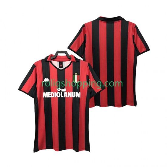 Fotbollströja AC Milan 1988 1989 Retro Män Hemmaställ Kort ärm