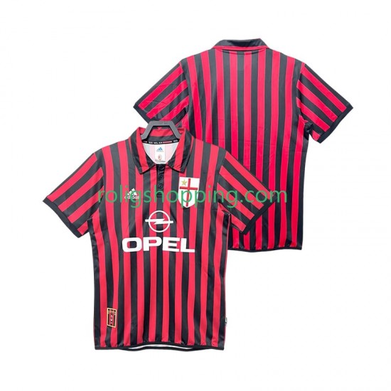 Fotbollströja AC Milan 2000 Retro Män Hemmaställ 1999 Kort ärm