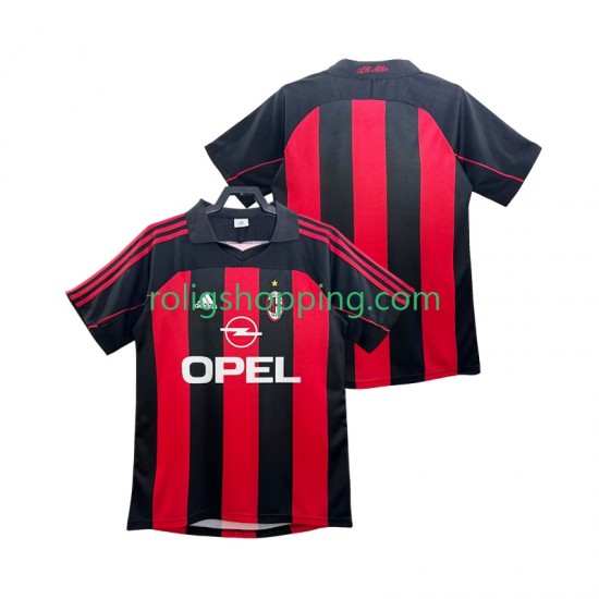 Fotbollströja AC Milan 2000 2002 Retro Män Hemmaställ Kort ärm