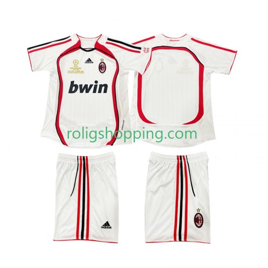 Fotbollströja AC Milan 2007 Retro Barn Bortaställ 2006 Kort ärm